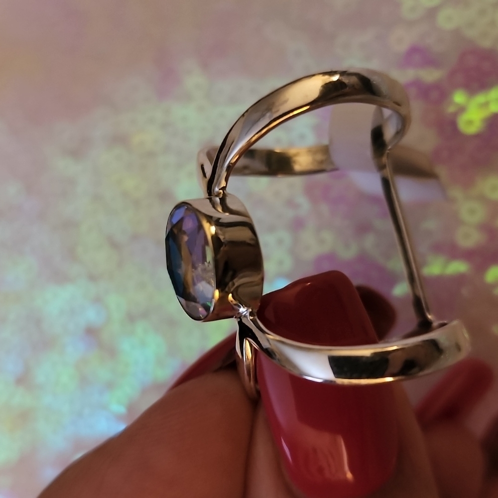 Angel Aura Quartz Sterling Silver Ring